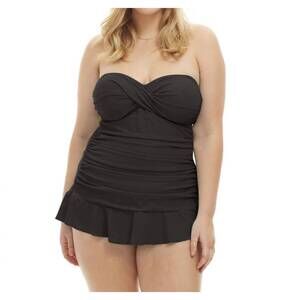 NEW ALWAYS FOR ME plus size isabella twist front bandeau strapless shirred tanki